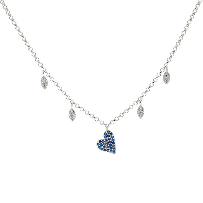 GARGANTILLA EN PLATA CORAZON CON HOJAS C SUGAR